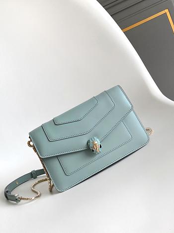 Blvgari Serpenti Forever Chain Wallet Calf Leather Light Blue - 20x12x4.5cm