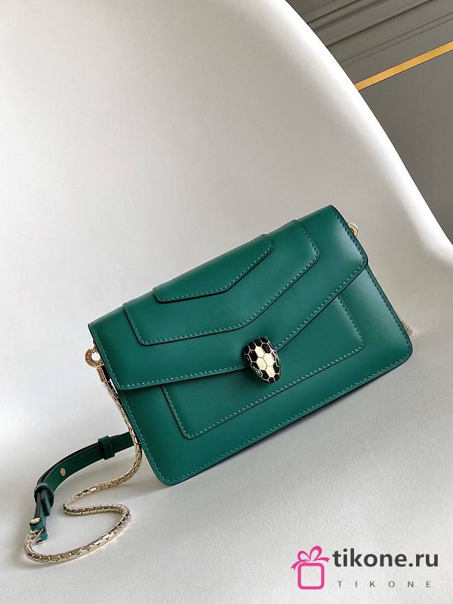 Blvgari Serpenti Forever Chain Wallet Calf Leather Green - 20x12x4.5cm - 1