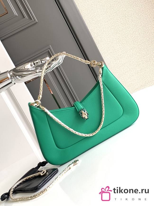 Blvgari Serpenti Baia Shoulder Bag Calf Leather Green - 27.5x18x4.5cm - 1