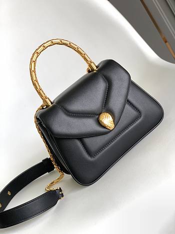 Blvgari Serpenti Reverse Top Handle Calf Leather Black - 20x14x10cm