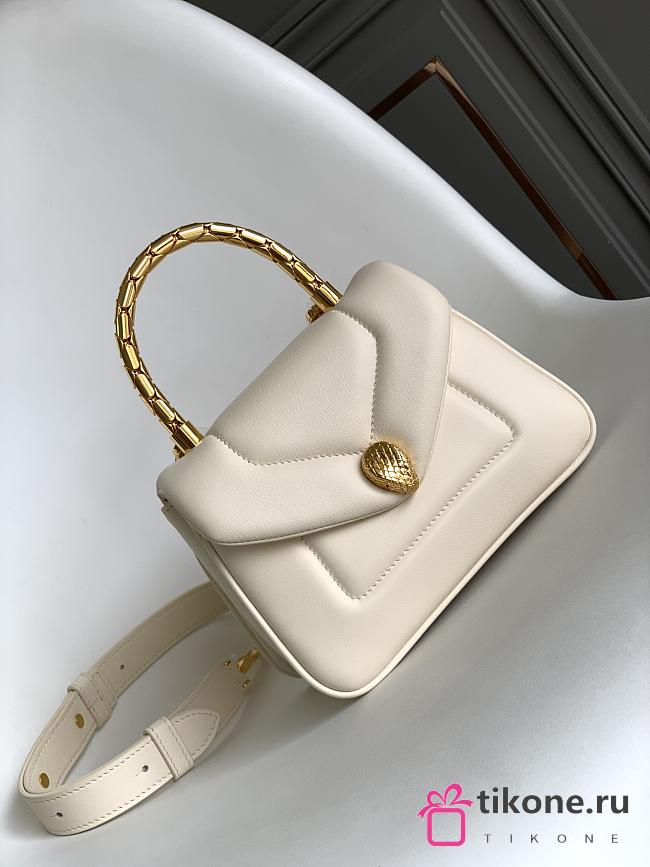 Blvgari Serpenti Reverse Top Handle Calf Leather Ivory - 20x14x10cm - 1