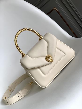 Blvgari Serpenti Reverse Top Handle Calf Leather Ivory - 20x14x10cm