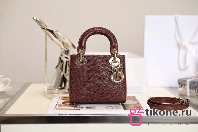 Mini Lady Dior Bag Burgundy Mizard Lamskin - 17x15x7cm - 1