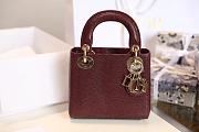 Mini Lady Dior Bag Burgundy Mizard Lamskin - 17x15x7cm - 6