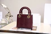 Mini Lady Dior Bag Burgundy Mizard Lamskin - 17x15x7cm - 2