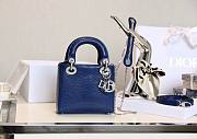 Mini Lady Dior Bag Dark Blue Mizard Lamskin Diamond - 17x15x7cm - 1