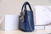 Mini Lady Dior Bag Dark Blue Mizard Lamskin Diamond - 17x15x7cm - 2