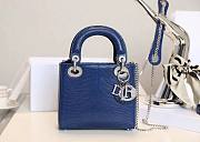 Mini Lady Dior Bag Dark Blue Mizard Lamskin Diamond - 17x15x7cm - 3