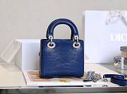 Mini Lady Dior Bag Dark Blue Mizard Lamskin Diamond - 17x15x7cm - 4