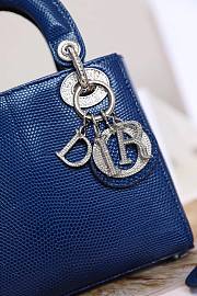 Mini Lady Dior Bag Dark Blue Mizard Lamskin Diamond - 17x15x7cm - 6