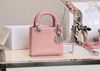 Mini Lady Dior Bag Light Pink Mizard Lamskin Diamond - 17x15x7cm