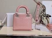 Mini Lady Dior Bag Light Pink Mizard Lamskin Diamond - 17x15x7cm - 4