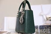 Mini Lady Dior Bag Dark Green Mizard Lamskin - 17x15x7cm - 6