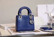 Mini Lady Dior Bag Blue Mizard Lamskin Diamond - 17x15x7cm - 1