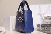 Mini Lady Dior Bag Blue Mizard Lamskin Diamond - 17x15x7cm - 2