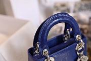 Mini Lady Dior Bag Blue Mizard Lamskin Diamond - 17x15x7cm - 3