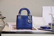 Mini Lady Dior Bag Blue Mizard Lamskin Diamond - 17x15x7cm - 4