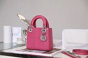 Mini Lady Dior Bag Pink Mizard Lamskin Diamond - 17x15x7cm  - 3