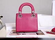 Mini Lady Dior Bag Pink Mizard Lamskin Diamond - 17x15x7cm  - 6