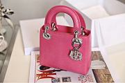 Mini Lady Dior Bag Pink Mizard Lamskin Diamond - 17x15x7cm  - 4