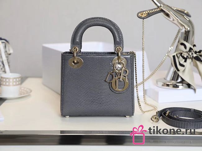 Mini Lady Dior Bag Gray Mizard Lamskin - 17x15x7cm - 1