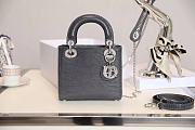 Mini Lady Dior Bag Gray Mizard Lamskin Diamond - 17x15x7cm - 1