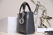 Mini Lady Dior Bag Gray Mizard Lamskin Diamond - 17x15x7cm - 6