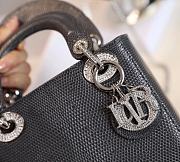 Mini Lady Dior Bag Gray Mizard Lamskin Diamond - 17x15x7cm - 4