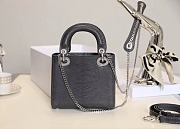 Mini Lady Dior Bag Gray Mizard Lamskin Diamond - 17x15x7cm - 3