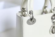 Mini Lady Dior Bag White Mizard Lamskin Silver - 17x15x7cm - 6