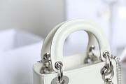 Mini Lady Dior Bag White Mizard Lamskin Silver - 17x15x7cm - 4