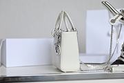 Mini Lady Dior Bag White Mizard Lamskin Silver - 17x15x7cm - 3