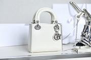 Mini Lady Dior Bag White Mizard Lamskin Silver - 17x15x7cm - 2