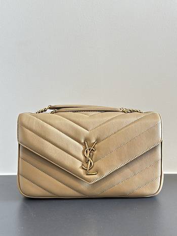 YSL Loulou Medium In Matelasse Lambskin Beige - 29x17x8cm