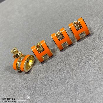 Hermes Mini Pop H Earrings Orange