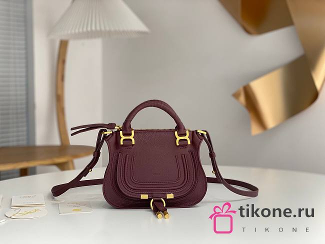 Chloe Marcie Mini Double Carry Bag Burgundy - 21x16x8cm - 1