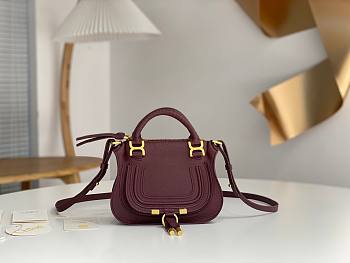 Chloe Marcie Mini Double Carry Bag Burgundy - 21x16x8cm