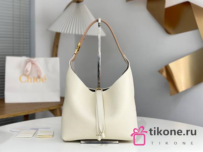 Chloe Small Marcie Hobo Bag In Grained Leather White - 29x21.5x9.5cm - 1