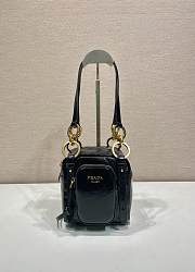 Prada Dangle Leather Top Handle Mini Bag Black - 14.5x14x13.5cm - 1