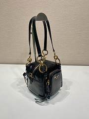 Prada Dangle Leather Top Handle Mini Bag Black - 14.5x14x13.5cm - 2