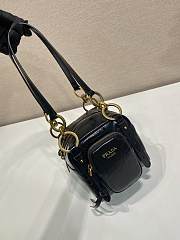 Prada Dangle Leather Top Handle Mini Bag Black - 14.5x14x13.5cm - 6