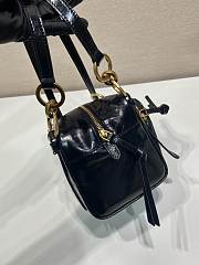 Prada Dangle Leather Top Handle Mini Bag Black - 14.5x14x13.5cm - 4