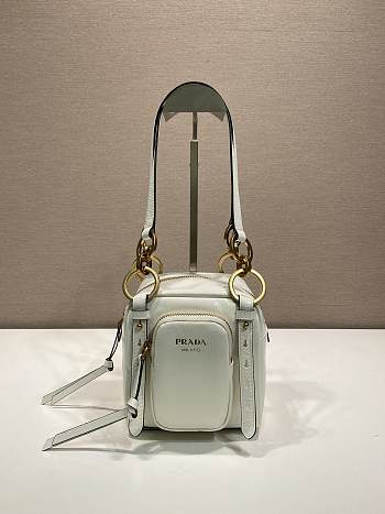 Prada Dangle Leather Top Handle Mini Bag White - 14.5x14x13.5cm