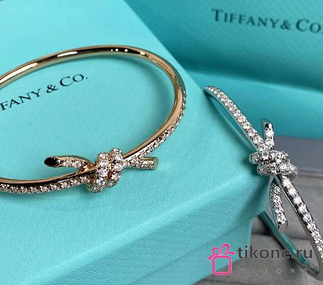 Tiffany Knot Bangle in Rose Gold/ Silver with Diamonds - 1