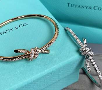 Tiffany Knot Bangle in Rose Gold/ Silver with Diamonds