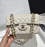 Chanel Classic Off White Lamskin Light Gold Hardware Bag - 14.5x23x6cm - 4