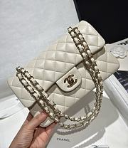 Chanel Classic Off White Lamskin Light Gold Hardware Bag - 14.5x23x6cm - 6