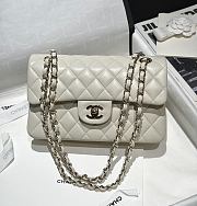 Chanel Classic Off White Lamskin Light Gold Hardware Bag - 14.5x23x6cm - 1