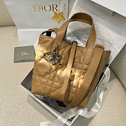 Small Dior Toujours Vertical Tote Bag Brown Macrocannage Calfskin - 18x16x12cm - 1