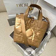 Small Dior Toujours Vertical Tote Bag Brown Macrocannage Calfskin - 18x16x12cm - 2